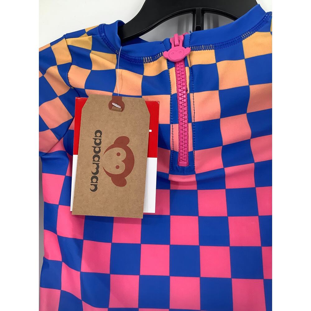Appaman Girl's 7 Checkerboard Oceana Rash Guard Set Swim Suit Long Sleeve OS8-26 - Picture 6 of 10